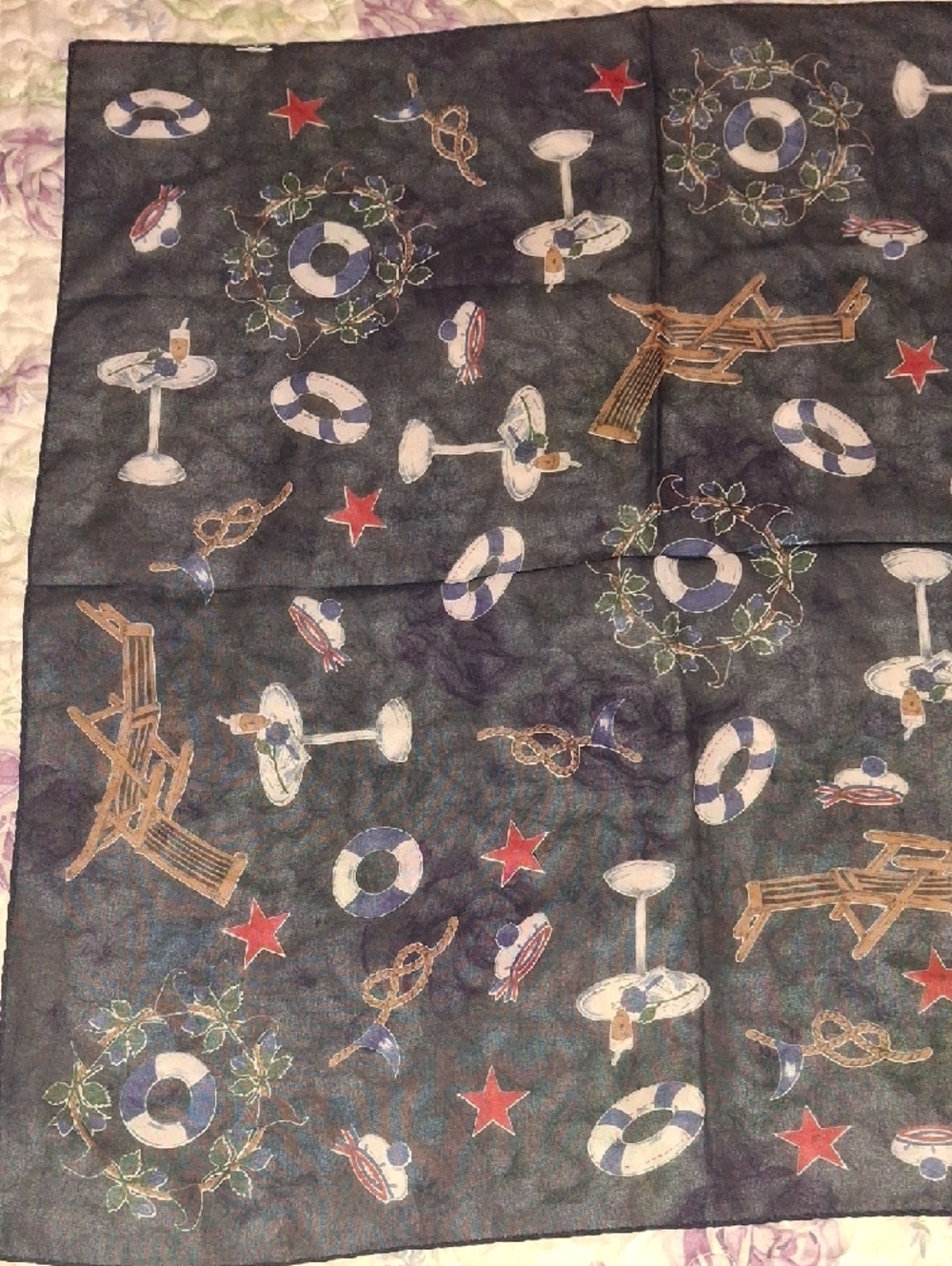 Nautical Print Scarf Duo - Red and Blue - Picture 7 of 9